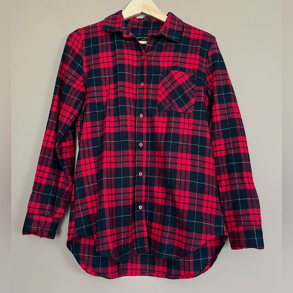 {Banana Republic Factory} Boyfriend Fit Flannel Button Down Shirt - Womens XS